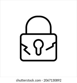 Broken lock vector icon symbol design