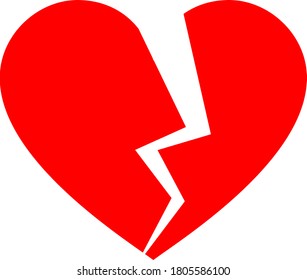 Broken Love Heart flat vector illustration. An isolated icon on a white background.