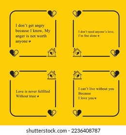 Broken love sms text message motivational design. 