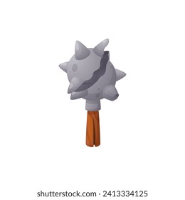 Mace roto, arma de juego, ilustración vectorial de estilo de caricatura aislada en fondo blanco, elemento de diseño ui. Antigua herramienta de batalla mágica medieval o hacha mágica guerrera, elemento gráfico o activo de juego.