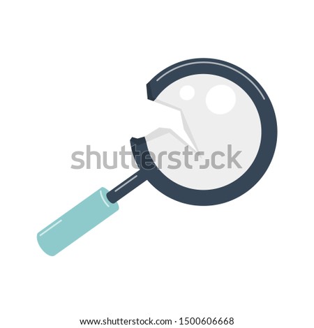 Broken Magnifier. The concept of erroneous search, false research and incorrect study. Cracked magnifying glass