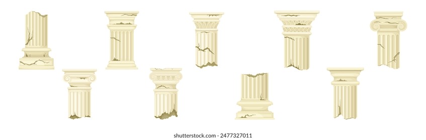 Broken Marble Antique Pillar and Column Vector Set