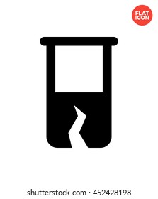 Broken medicine flask Icon Flat Style Isolated Vector Illustration