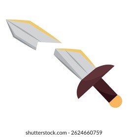 Zerbrochenes mittelalterliches Kurzschwert. Vektorgrafik