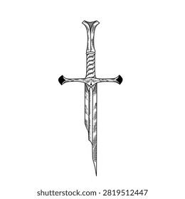 Broken medieval sword blade with sharp hilt combat weapon illustration