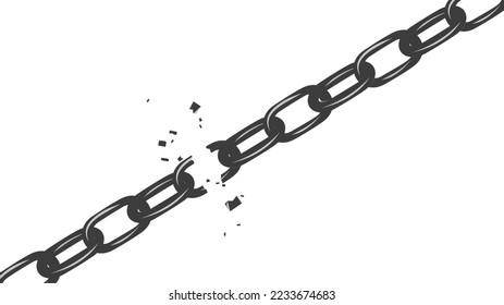 Broken metal chain. The concept of freedom. vector illustration