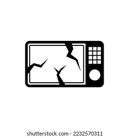Zerbrochenes Mikrowellensymbol. Cartoon der gebrochenen Mikrowelle, Vektorsymbol für Webdesign einzeln auf weißem Hintergrund