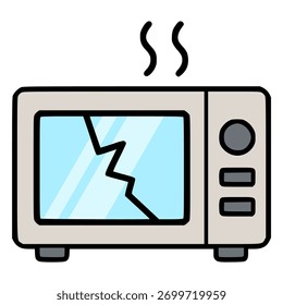 tecnologia de micro-ondas quebrado vetor de cor plana modelo de ilustração design