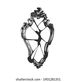 The broken mirror. Can be used as a sketch of a tattoo. svg