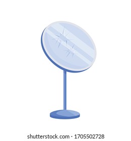 Broken mirror cartoon vector illustration. Damaged looking glass flat color object. Common superstition, misfortune sign isolated on white background. Seven years of bad luck, trouble symbol