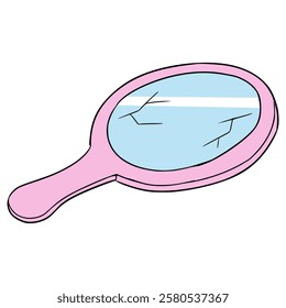 broken mirror illustration hand drawn isolated vector