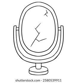 broken mirror illustration hand drawn outline vector