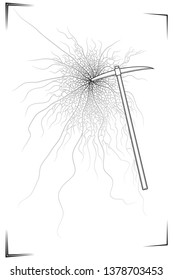 Broken Mirror on White Background. Cracks on the Glass due to Pickaxe. Vector Illustration