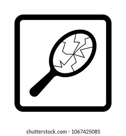 Broken mirror vector icon.