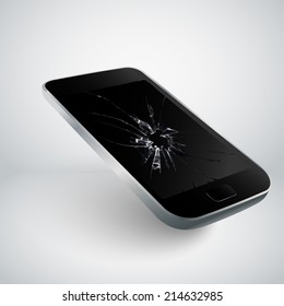 Broken mobile phone, vector 