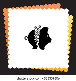 Broken money box  icon. Vector design. 