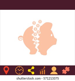 Broken money box  icon. Vector design.