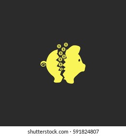 Broken money box vector  icon.