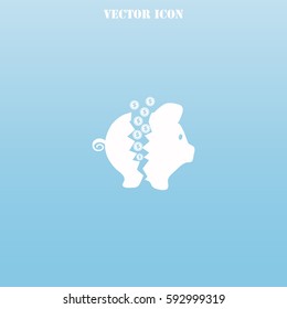Broken money box vector  icon.