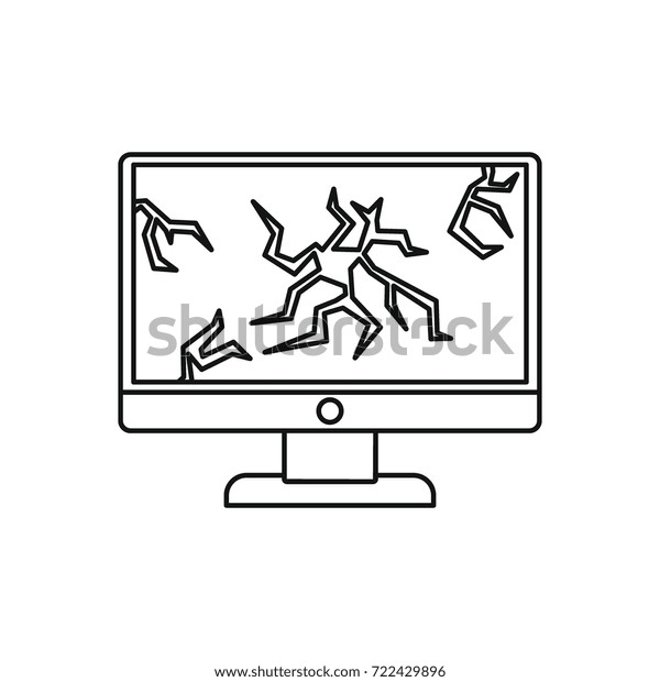 Broken Monitor Icon Outline Illustration Broken Stock Vector (Royalty ...