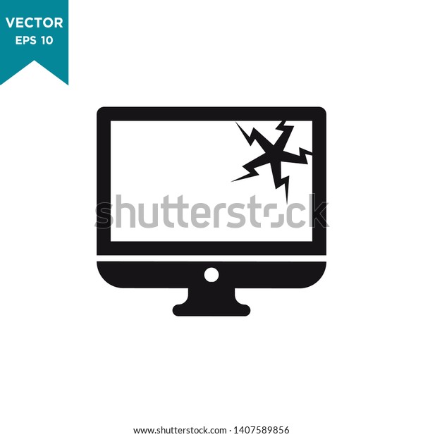 Broken Monitor Icon Trendy Flat Design Stock Vector (Royalty Free ...