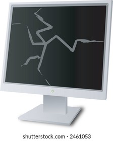 A broken monitor screen to show the problems with down time and bad equipment