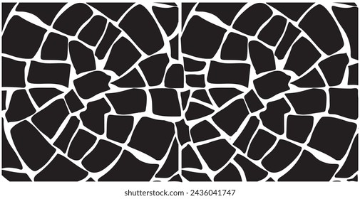 Broken mosaic ceramic tiles background. Black and white mosaic pattern, vector illustration geometric shapes.mosaic tiles on the wall background design.