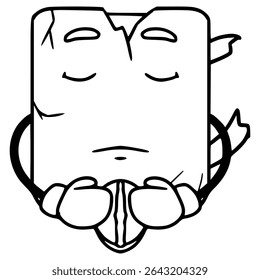 broken mug character illustration hand drawn outline vector