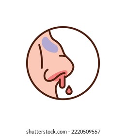 Broken nose color line icon. Nose vector pictogram.