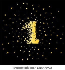 Broken numbers 1. Explosion effects. Vector and illustration.