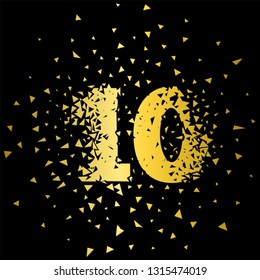 Broken numbers 10. Explosion effects. Vector and illustration.