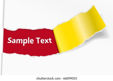 Broken off sheet of paper with a place for text. Vector illustration