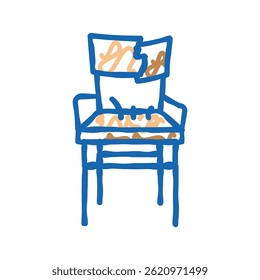 broken old chair doodle icon sketch vector. broken old chair sign. isolated symbol illustration