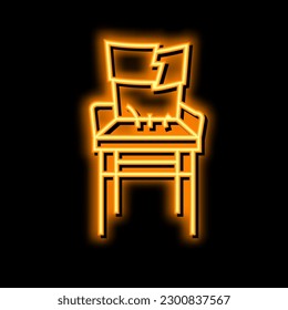 broken old chair neon light sign vector. broken old chair illustration