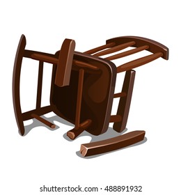 A broken old wooden chair isolated on white background. Vector illustration.
