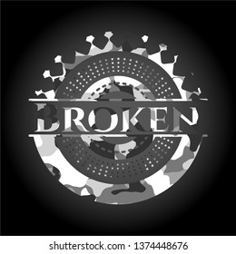 Broken on grey camo texture