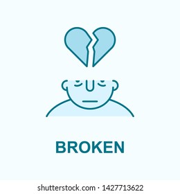 broken on mind field outline icon