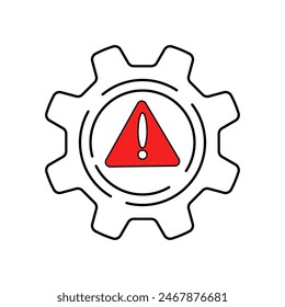 broken operation process icon with thin line gear. flat linear style trend modern logotype graphic stroke design web element isolated on white. concept of wrong support symbol or project solution sign