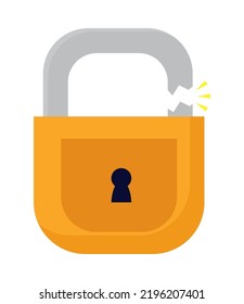 broken padlock icon flat isolated