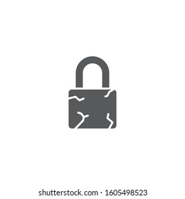 Broken padlock vector icon symbol security isolated on white background