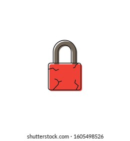 Broken padlock vector icon symbol security isolated on white background