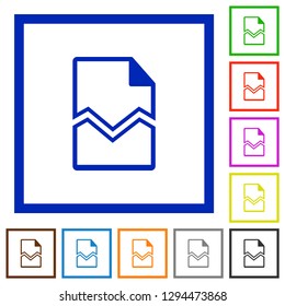 Broken page flat color icons in square frames on white background