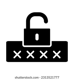 Broken Password Vector Glyph Icon For Personal And Commercial Use.
