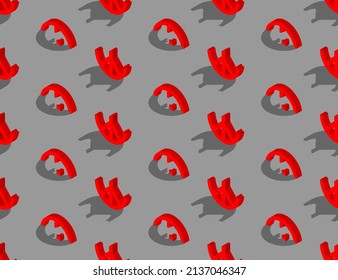 Broken Peace icon 3d isometric seamless pattern, Pray and Stop war concept design poster and social banner post horizontal illustration isolated on grey background with space, vector eps 10