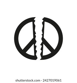 Broken peace symbol icon. Vector. Flat design.