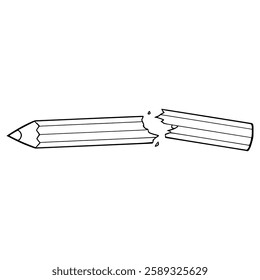 broken pencil illustration hand drawn outline vector