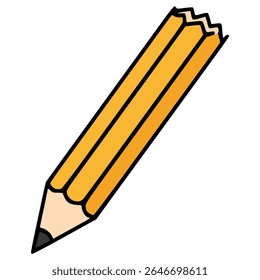 broken pencil office supply write draw flat color vector illustration template design