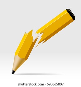 Broken Pencil On White. Error Concept Icon. Vector Illustration