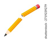 Broken pencil vector isolated illustration