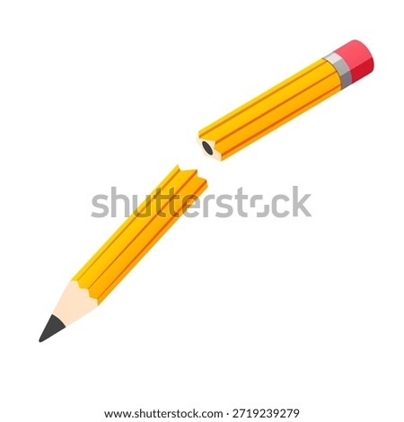 Broken pencil vector isolated illustration